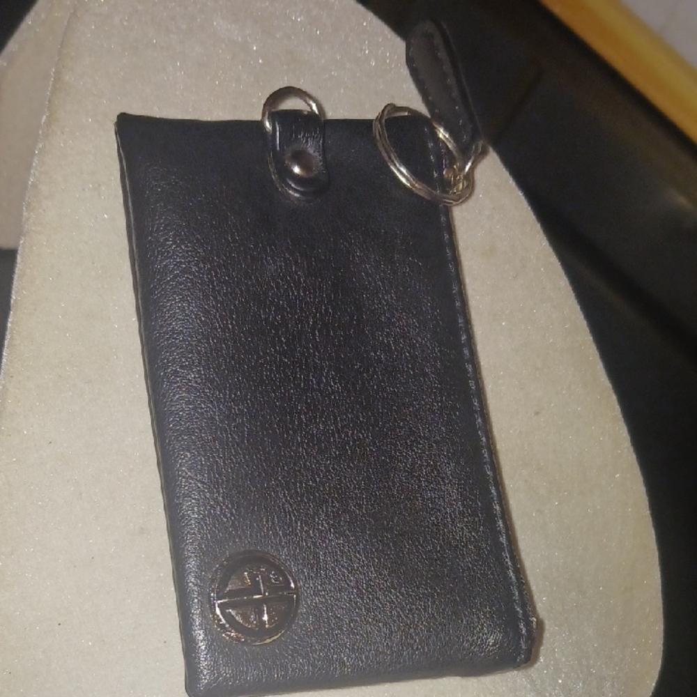 Black Leather Card Pouch With Zipper